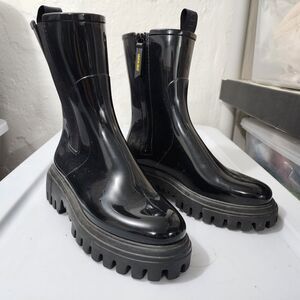 Lemon Jelly Super Light Black Mid Calf Boot City Rubber Vegan EUR 38
